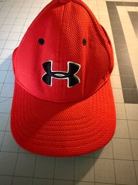 Under Armour Kids Bright Red Mesh Baseball Hat with Black Logo